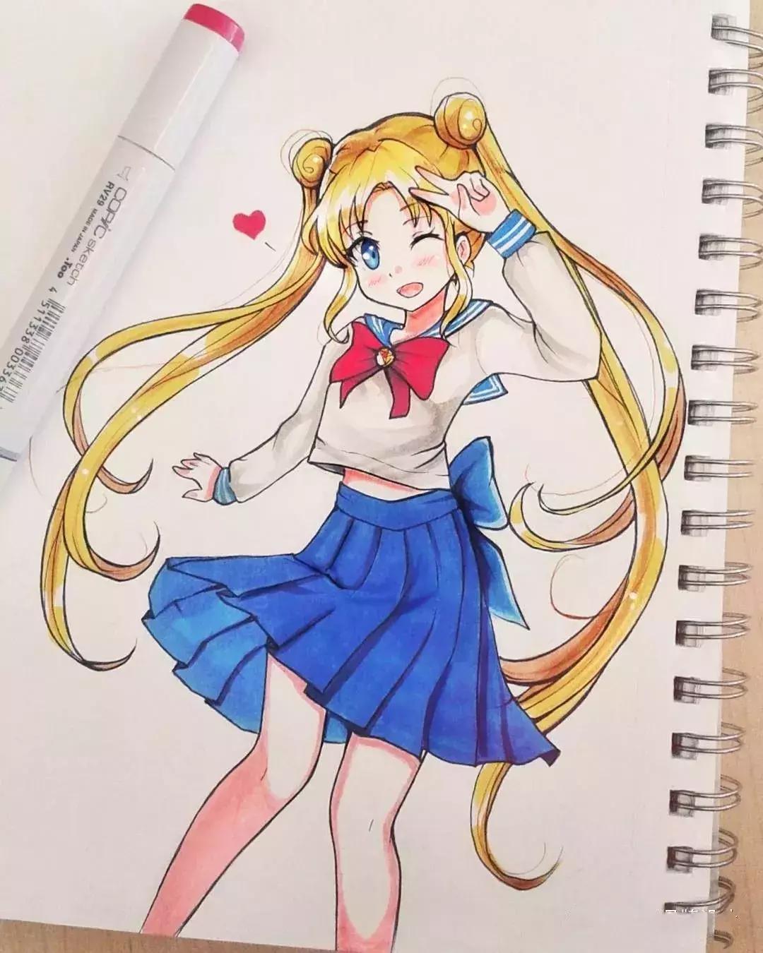 可爱动漫人物手绘马克笔,马克笔好看的动漫人物