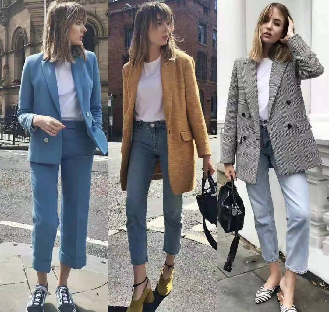西装学着这样穿显得时髦又高级,过渡季西装这样搭不怕温差且时髦