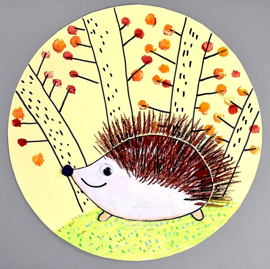 儿童画教程|幼儿秋季艺术启蒙课程《小刺猬搬果果》