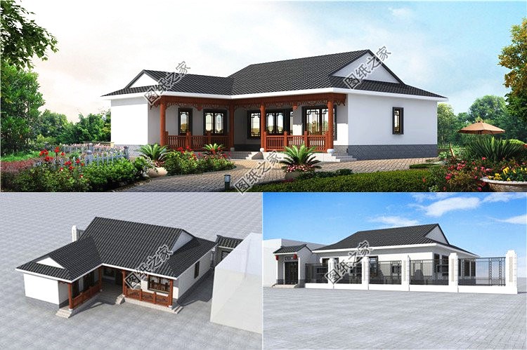 7字型一层别墅,16米x7米一层别墅