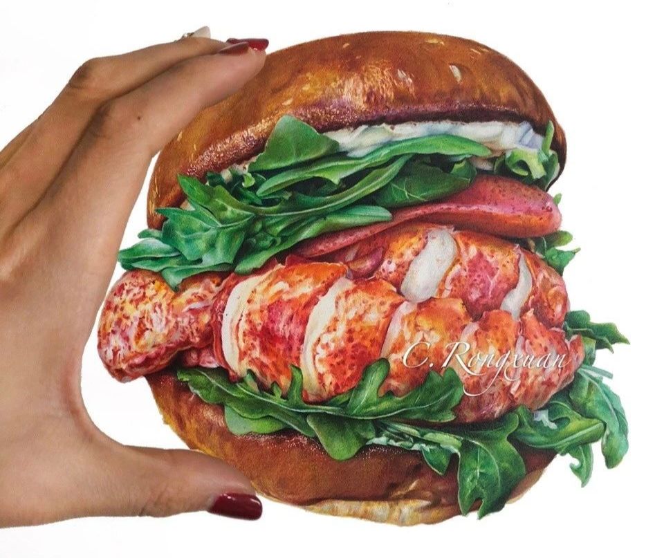 彩铅画美丽的山水画,彩铅画美人蝴蝶