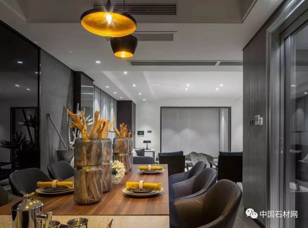 现代简约全屋大理石别墅效果图,轻奢风装修大理石别墅图片