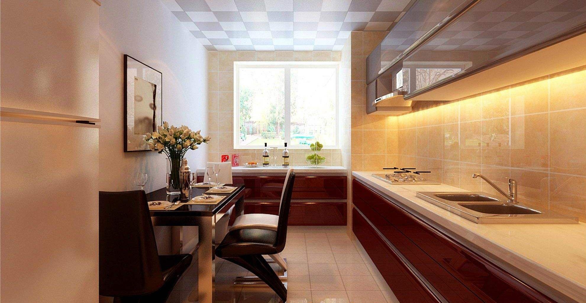 厨房餐厅装修效果图大全中式风格,入户左边厨房客餐厅装潢效果