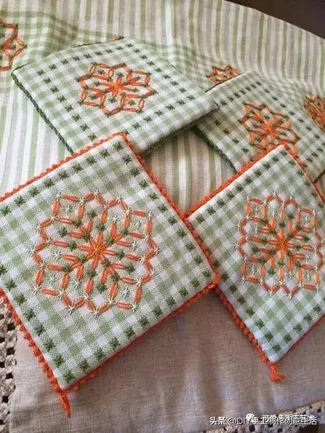 桌布花边的手工刺绣,刺绣桌布diy简单图案