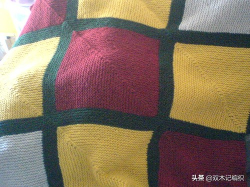 棒针编织漂亮的方块毯子,编织毯子棒针花样左右交叉