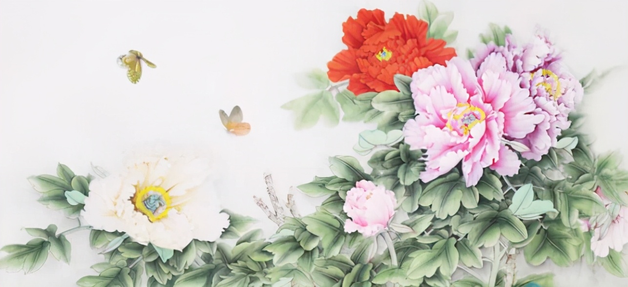 工笔画牡丹玉立春风叶子染色步骤,工笔画马蹄莲背景染色教程步骤图