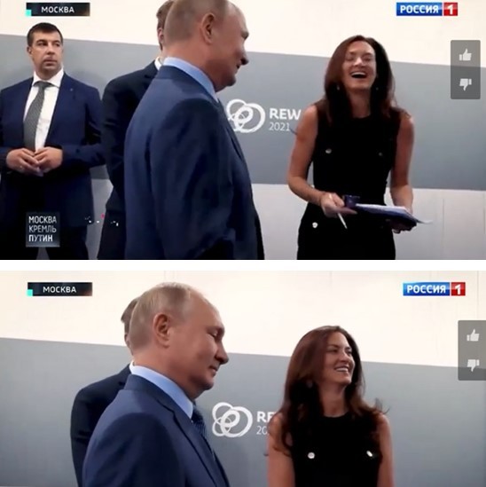 美国女记者*诱色**普京:超短裙、大白腿,撩头发、抛媚眼、舔嘴唇