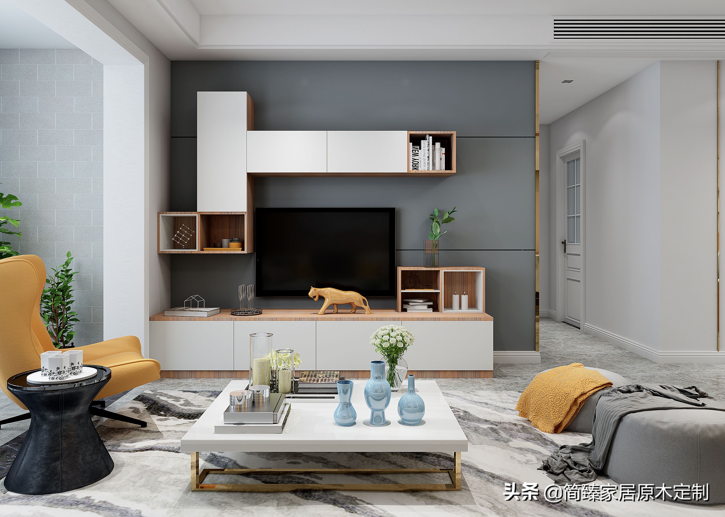 定制客厅电视柜最新款效果图,原木家具客厅电视柜