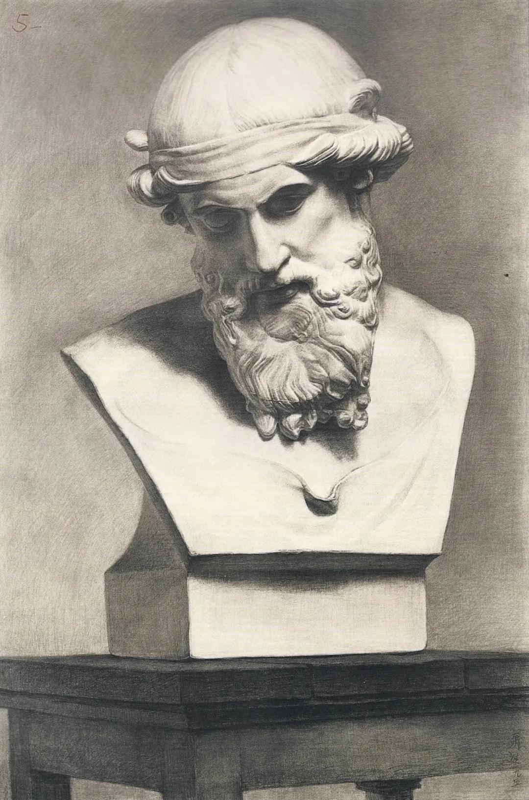 素描石膏像大师作品,石膏像名师