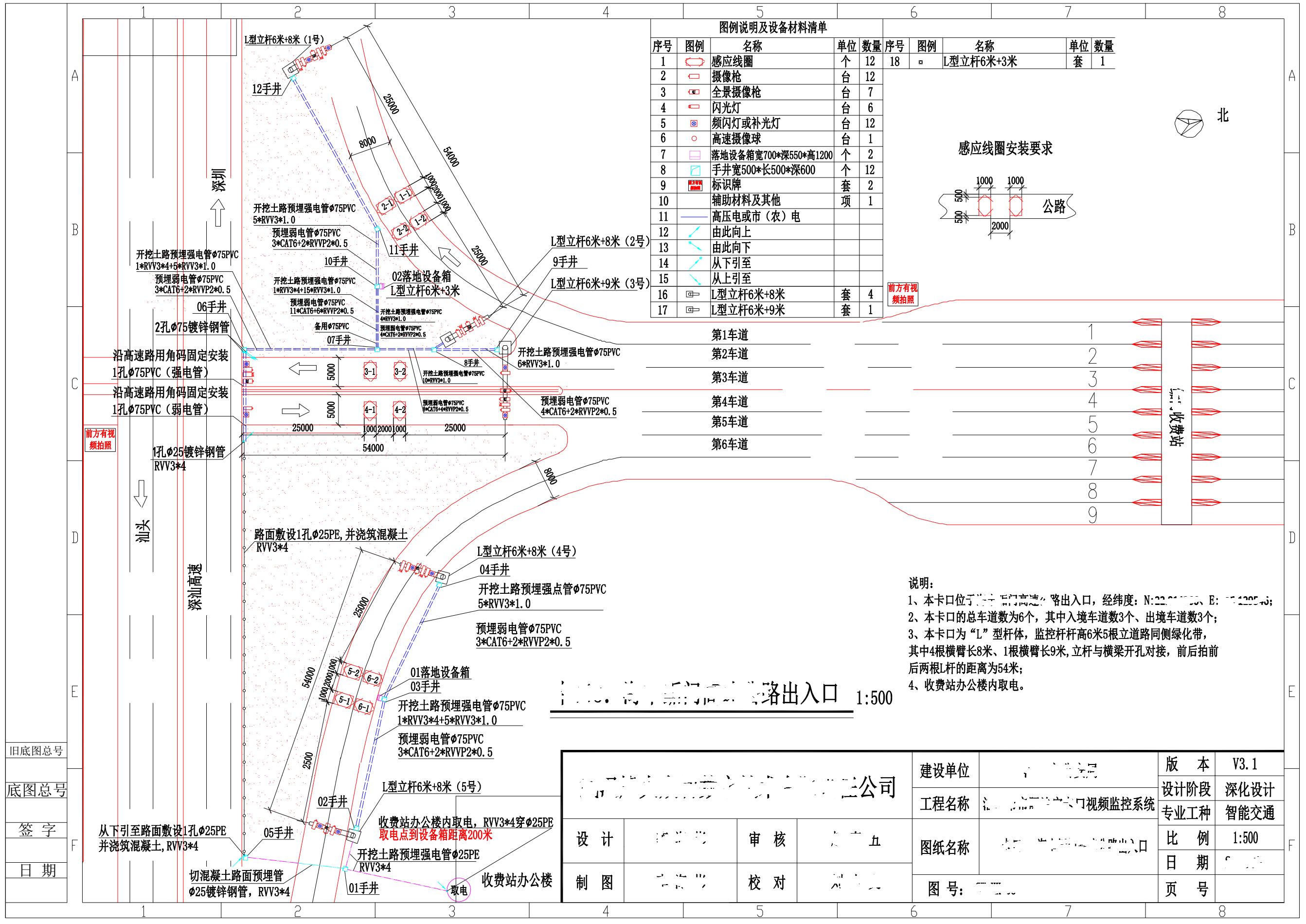 视频监控前端点位施工深化设计图纸范例（卡口点位-多图）