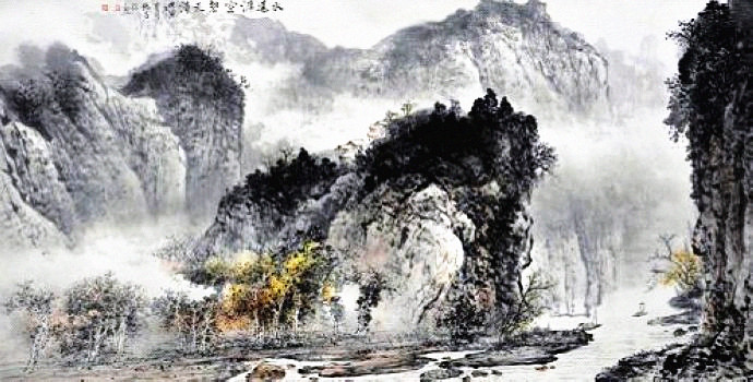 杨昌林山水画写生,杨昌林山水画鸿运当头
