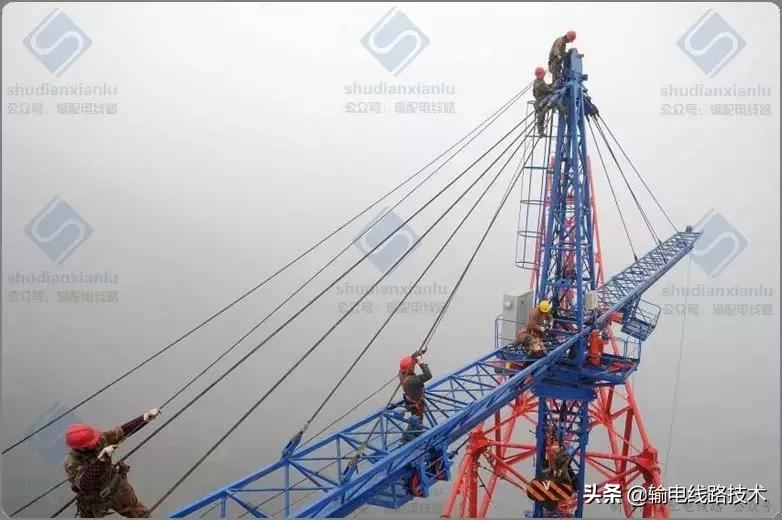 内悬浮抱杆组塔施工步骤,企业自己造超大型落地双平臂抱杆