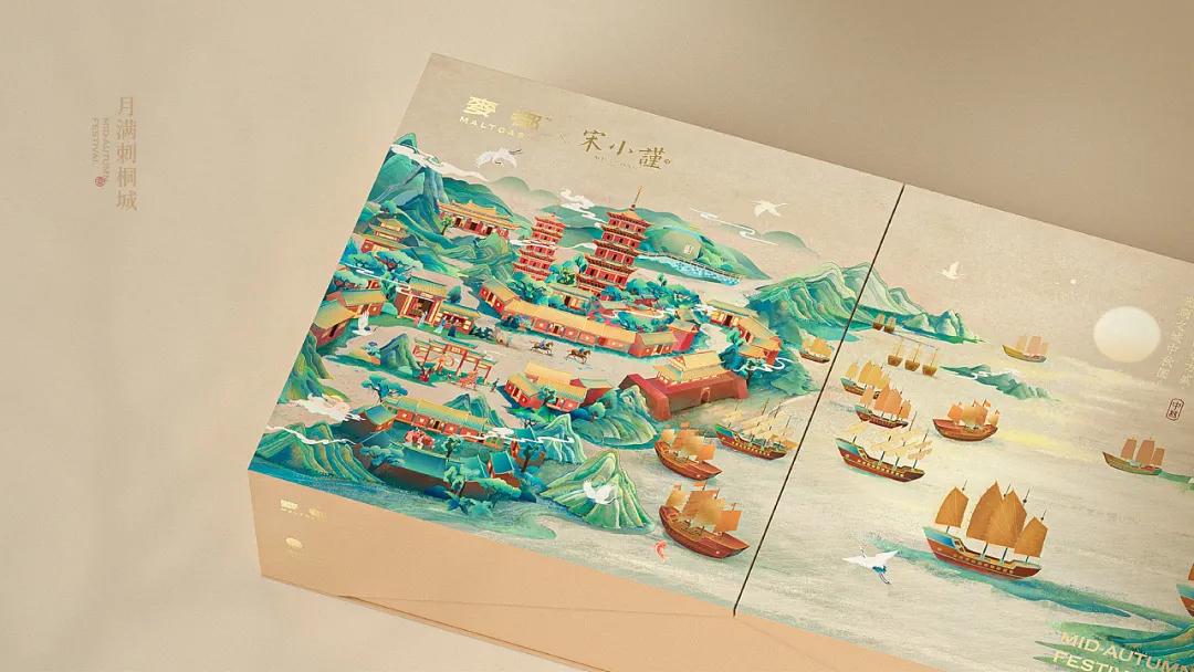 国潮风格的礼盒包装设计,融合中国传统文化的设计