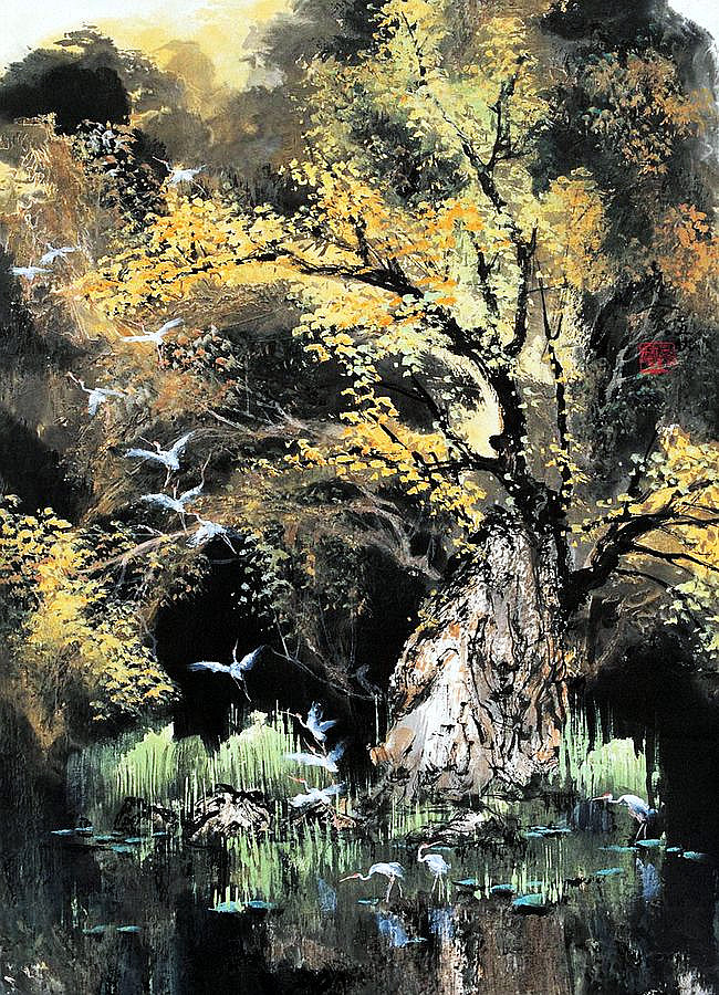 古香古色山水画,岭南风景国画