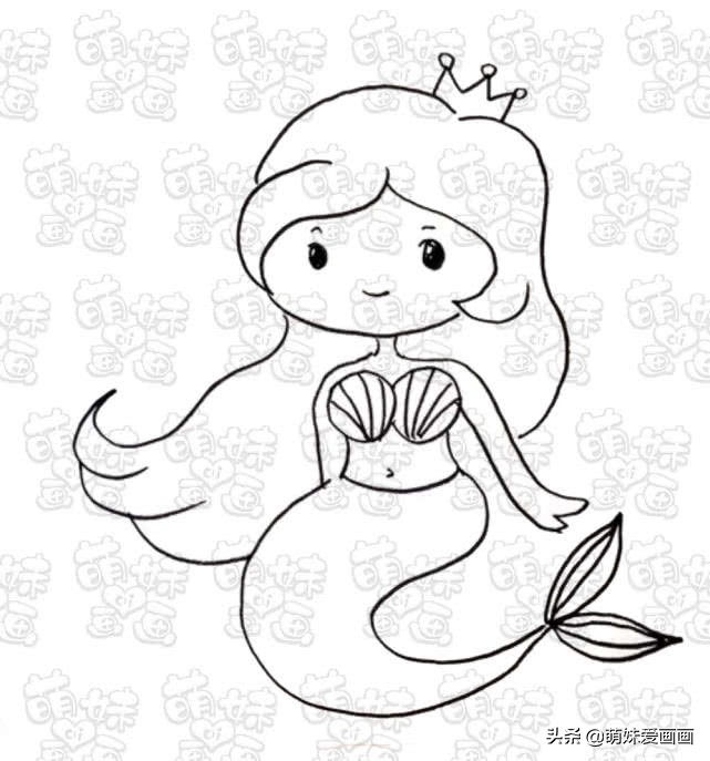 童话世界美人鱼简笔画,十二星座古风美人鱼公主简笔画