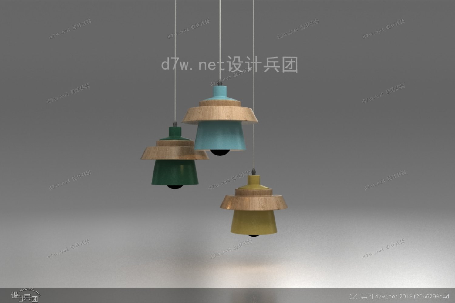 中式镂空格栅吊灯3d模型,单头小吊灯效果图