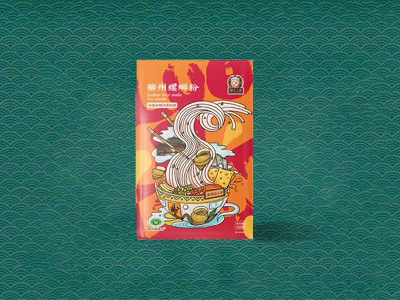 螺蛳粉包装设计效果图,特别好看的螺蛳粉包装