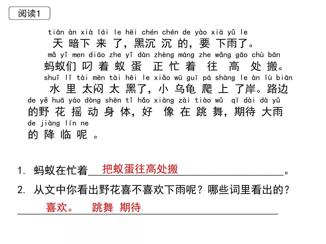 一年级下册14课要下雨了教材分析,部编版一年级下册14要下雨了教案