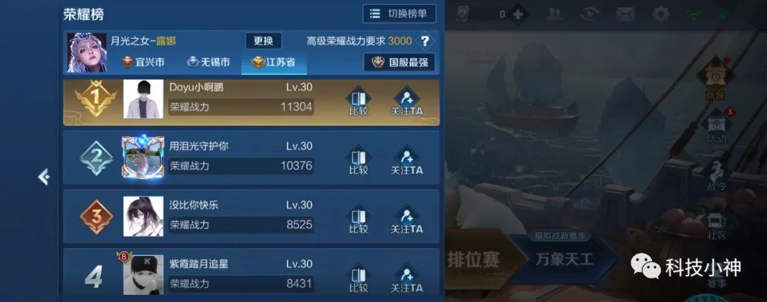 王者荣耀露娜全网最高战力,王者荣耀露娜战力最低地区查询