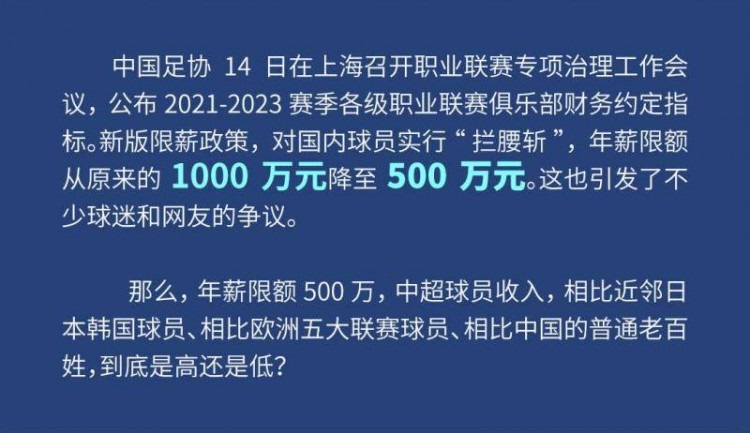 中超本土球员年薪最高500万元,500万年薪球员
