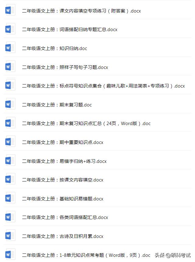 二年级语文期末复习重点必考字词,二年级语文期末复习重点造句