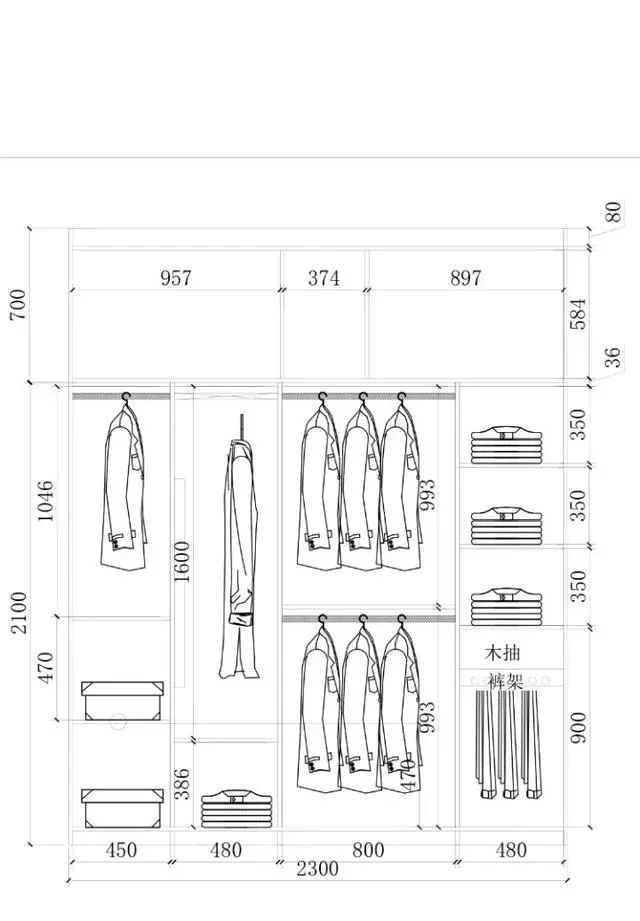 零基础怎样出衣柜结构图,各种尺寸衣柜布局尺寸图