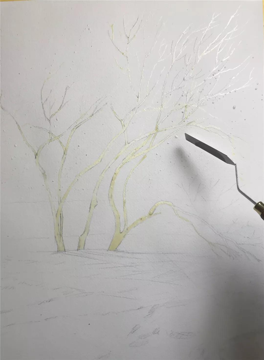 100幅风景写生水粉画教程,如何画雪景图水彩画教程