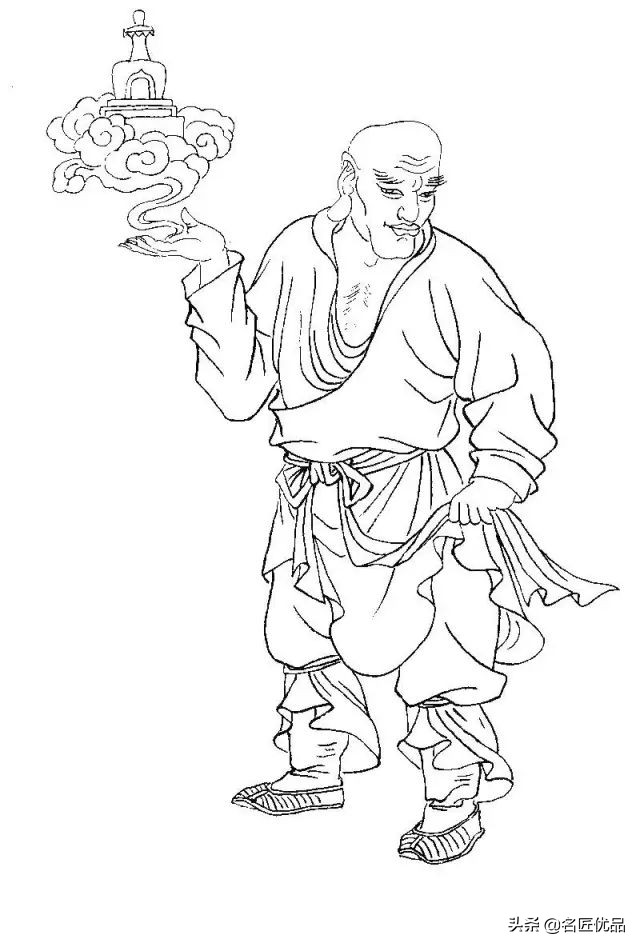 降龙罗汉白描图高清图片,降龙伏虎罗汉图白描