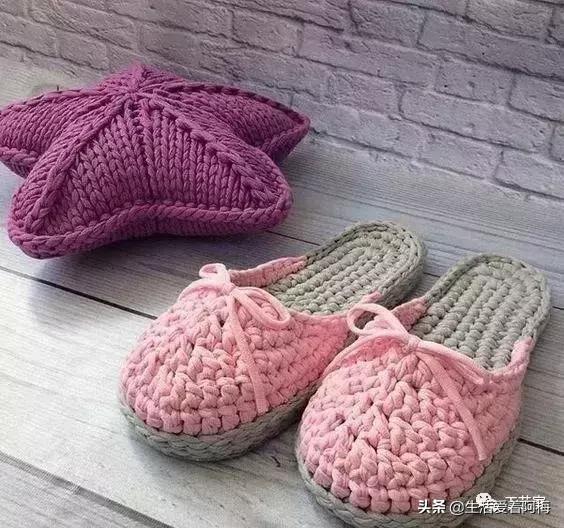 毛线地板拖鞋编织教程全过程,钩拖鞋的各种钩织教程