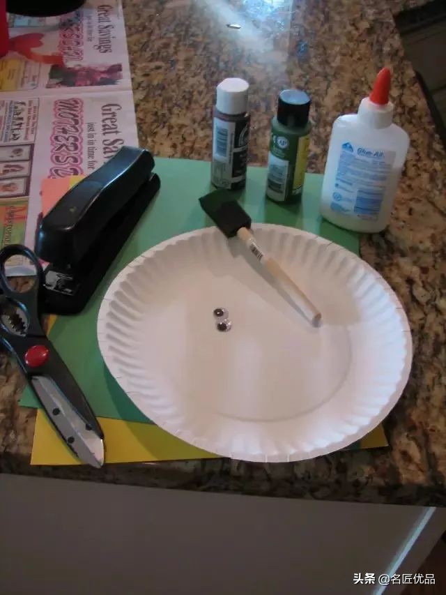 长方形创意纸盘美工作品,纸盘子手工秋天