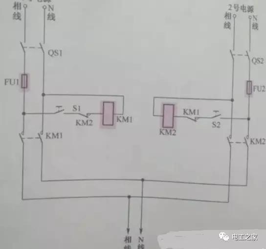 双电源两个交流接触器接线方法,怎么用两个接触器实现双电源