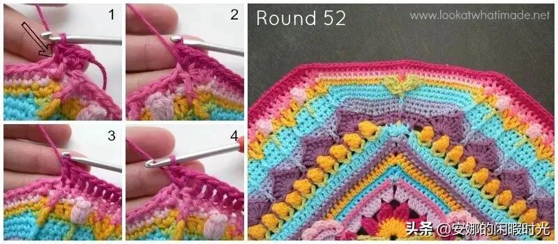 曼陀罗毯子编织教程,苏菲花园曼陀罗毯子钩法高清图解