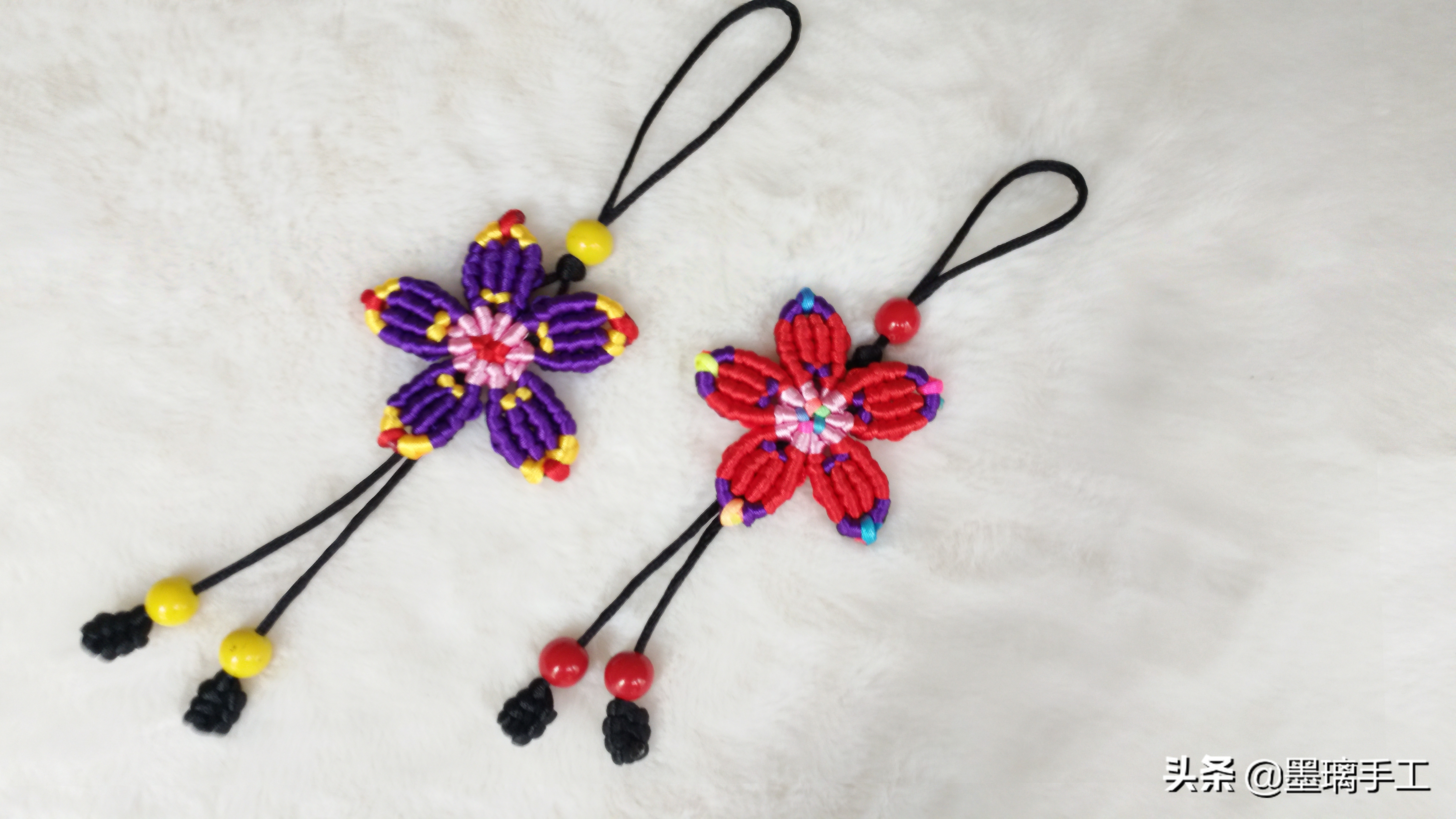 手工编绳大挂饰教程,手工编绳立体花朵挂毯视频教程