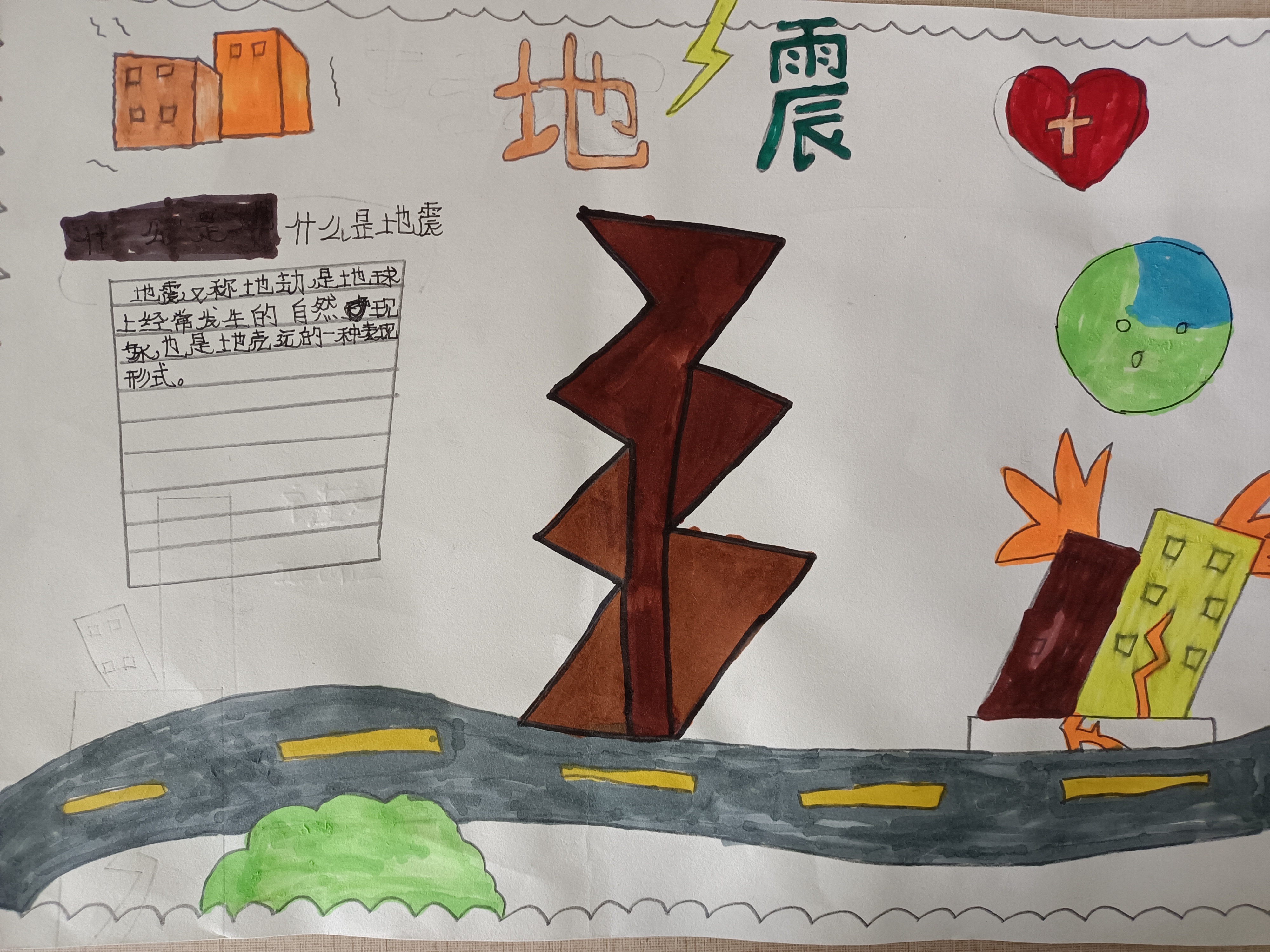 防震减灾的手抄报简笔画,幼儿园防震减灾的手抄报