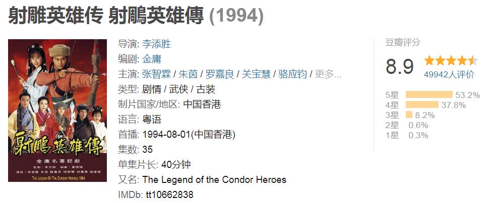 射雕英雄传的江南七侠,七个版本郭靖射雕