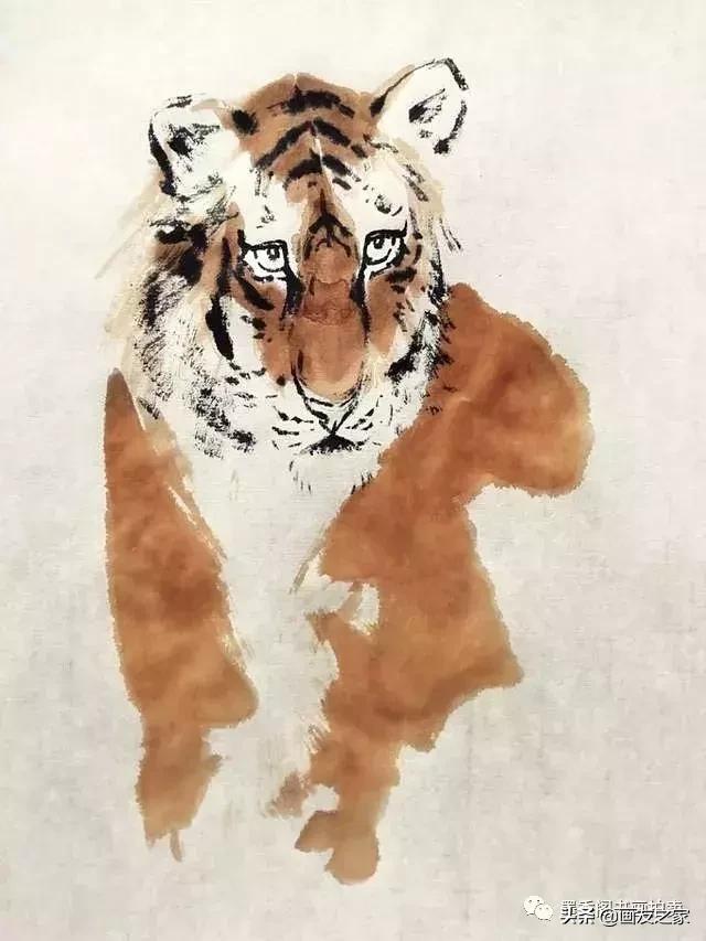 蔡育贤写意老虎的画法,写意老虎画法教学视频