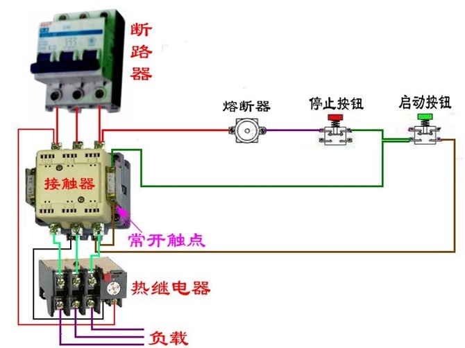 断路器和接触器接线视频,断路器接触器控制回路手绘图