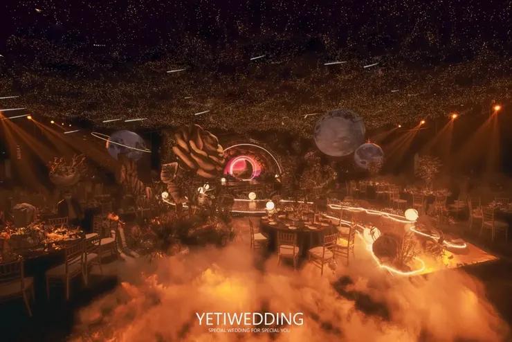 大型宇宙星空主题婚礼,一场神秘浪漫的星空主题婚礼