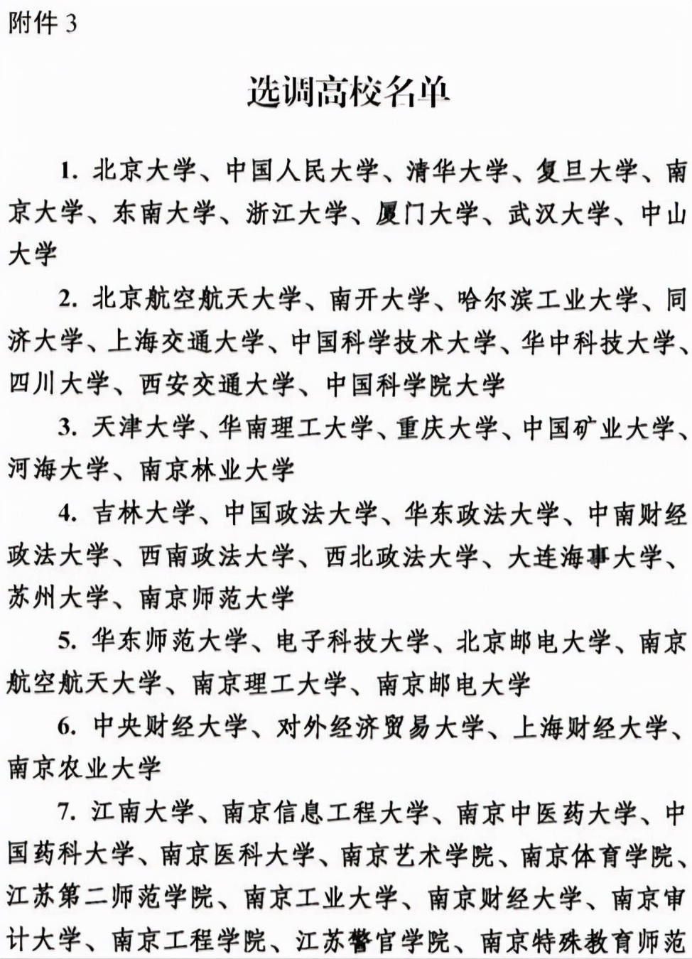 江苏选调一类大学名单,江苏选调一类二类高校有区别吗