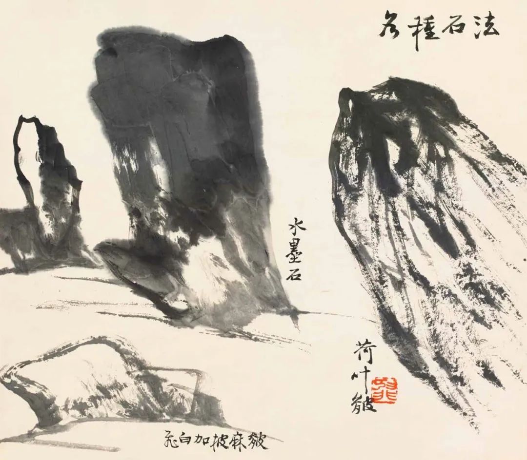 陆抑非绘画技法,陆抑非石头牡丹