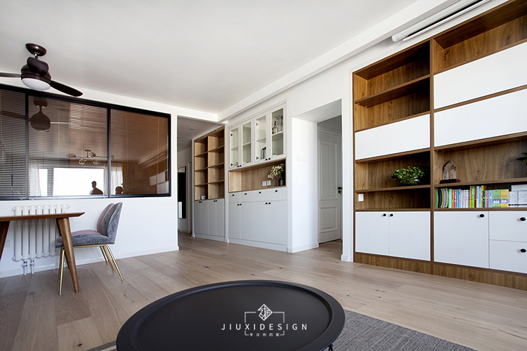 墙面一体储物柜1米4设计图,客厅最实用储物墙面设计