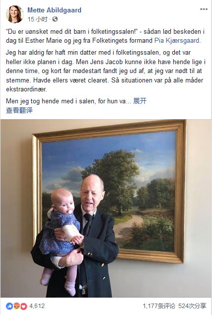 女议员带孩子工作,丹麦女议员