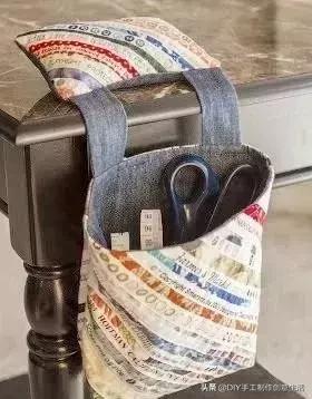 布艺挂兜墙挂式收纳袋欧式,布艺棉麻防水三层挂式收纳袋