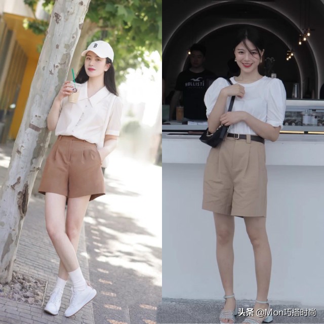 白衬衫卡其裤搭配女,穿搭女夏季搭配高级感九分牛仔裤