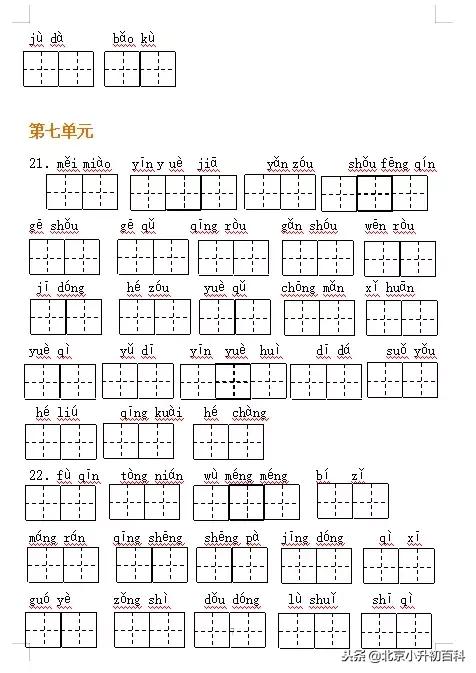 部编版1-6年级语文上册必背内容,语文六上部编版字词听写