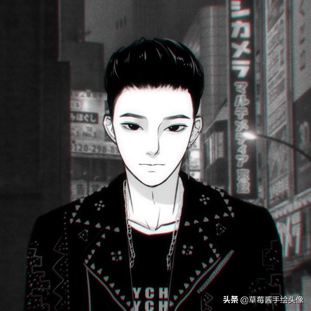 好看又低调的手绘头像,短发女生头像侧脸手绘黑白