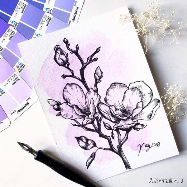 夏日海洋水彩画,夏日水彩颜料画简单风景画