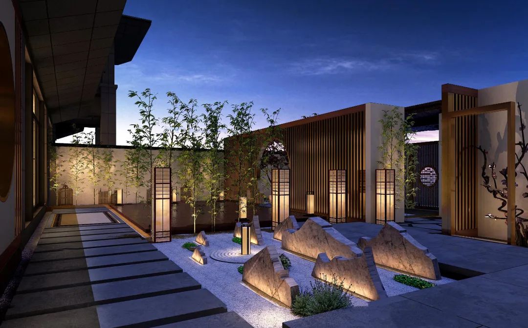 日式庭院景观设计3d图,日系庭院设计建模