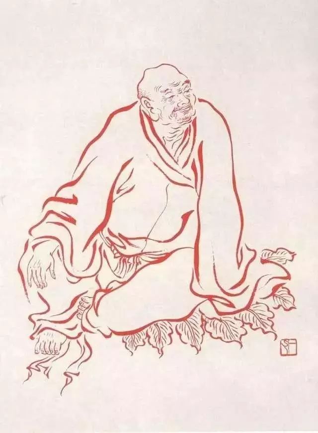 弘一法师的蓝底描金十八罗汉作品,弘一大师100万罗汉图写意
