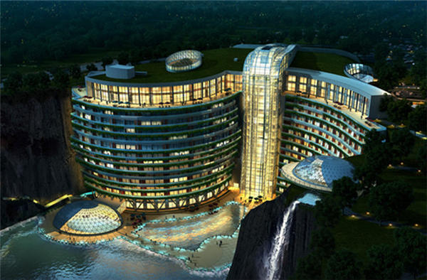 世界十大奇迹之一中国深坑酒店,世界建筑奇迹深坑酒店